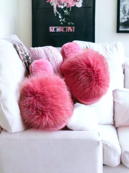 Warm fluffy indoor slippers Pink